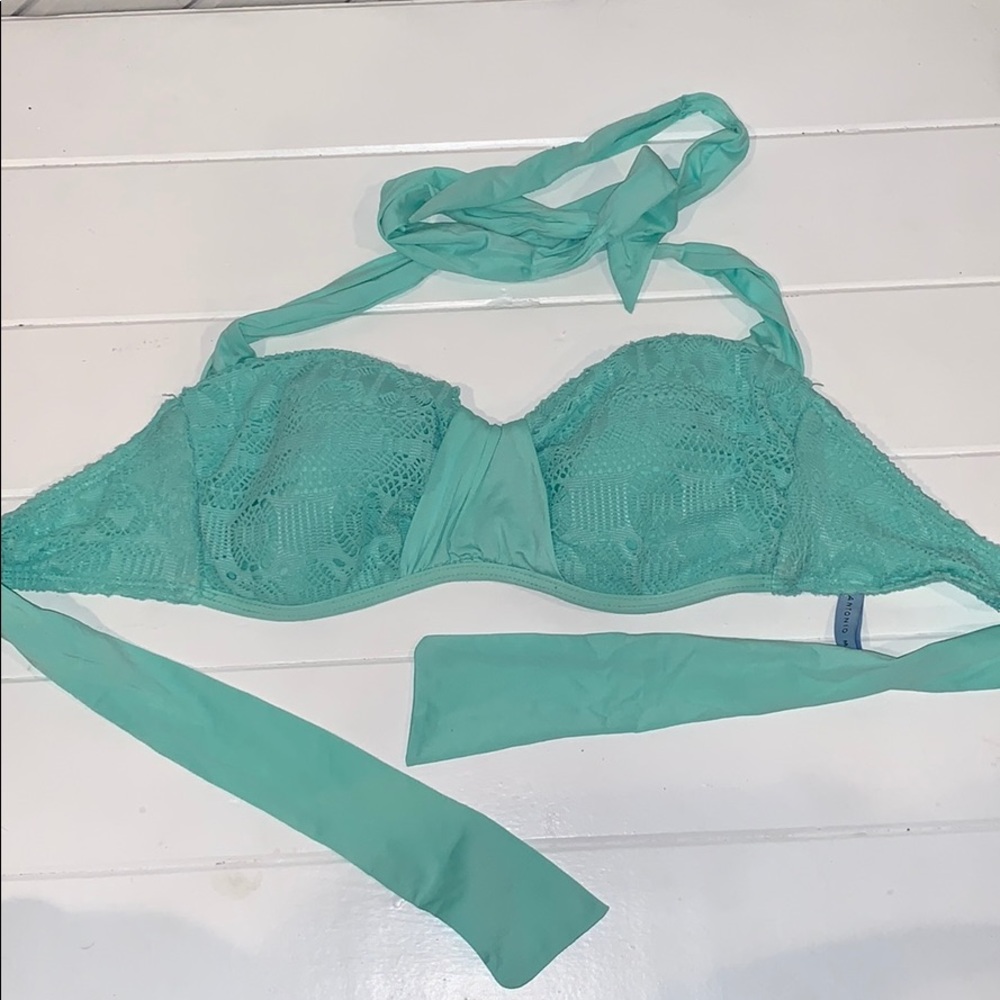 Teal bikini top with ties